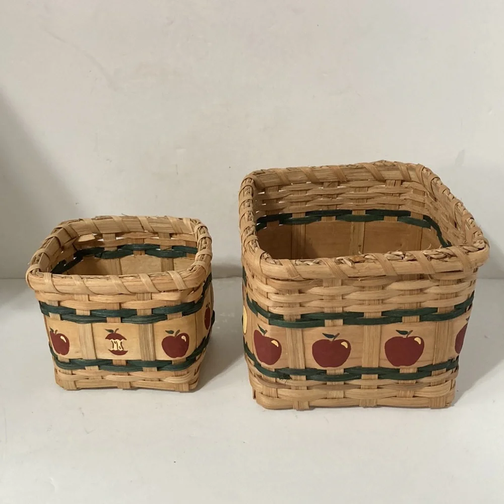 NESTING BASKETS Apple Teacher Design Square Woven Set of 2